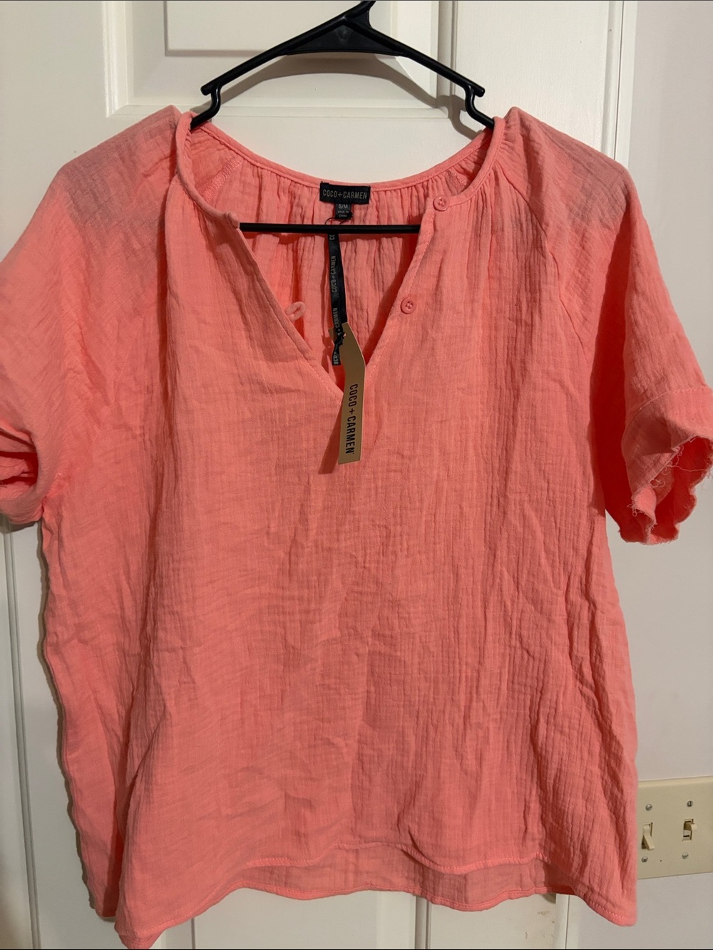 Coco + Carmen Coral Short-Sleeve Gauze Tunic